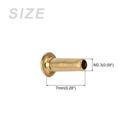 METALLIXITY 100pcs Through Hole Rivets Hollow Rivets M2.3x7mm Brass Plated Metal Leather Canvas Clothes DIY Crafts Golden Color