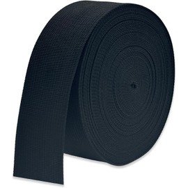 Correa de polipropileno resistente de 5 cm negra de 12 metros - Correa de sujeción duradera para interiores para mochilas, bolsas, manualidades DIY, sujetadores de muebles y correas de reemplazo