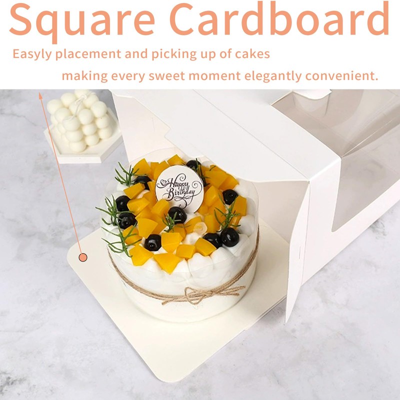 PQZKLDP 10pcs 6 inch cake boxes with cake boards,6x6x6 In