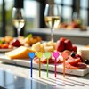 100 Pcs Multicolor Plastic Fruit Picks Toothpicks Heart Cocktail Appetizer