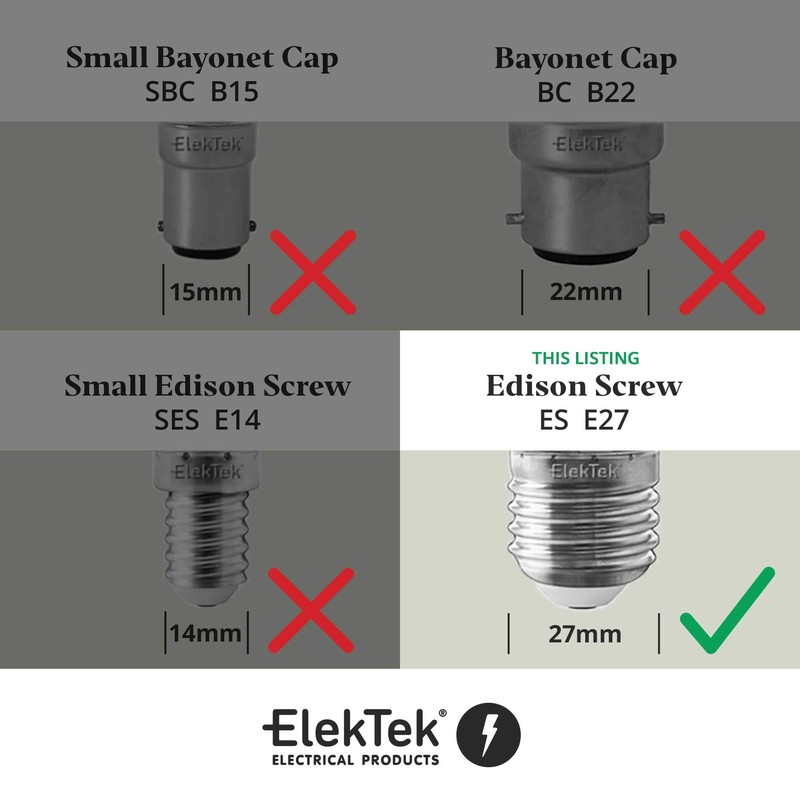 ElekTek Premium Lamp Kit Antique Brass Shade Ring E27 Lamp