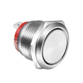 Kiligen 15A/220V 19mm Latch Stainless Steel Push Button Switch Waterproof 2 Pin SPST Switch Short Type Push Button 20A/12-24V