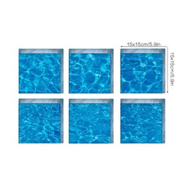 VASANA 6PCS/1Set 15x15cm Waterproof 3D Cool Summer Series Non Slip Bath Tub Tattoos Tub Stickers Tub Decals Anti-Skid Wall Sticker Pads for Bath Tub Pools Supplies (Blue)