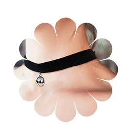 Allereya Round Bell Pendant Necklace Black Suede Choker Necklace Goth Velvet Necklace Punk Velvet Ribbon Choker Necklace Chain Jewelry for Women and Girls (Silver)