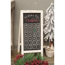 23" H Christmas Countdown Wood Calendar with Easel,Freestanding Christmas Advent Calendar, Reusable Countdown to Christmas Funny Sign Decor (White Frame)