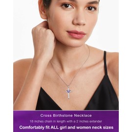 MIDDLUX Cross Necklace for Women, Birthday for Her, Heart Necklace, Birthstone Necklace for Women