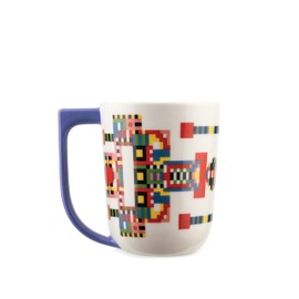 Elena Salmistraro Alessi Holyhedrics ESA09 2 - Design Mug with Balanced Dimensions, in Porcelain Decorated with Hand Applied Decal and Drawn Handle, Capacity 40cl
