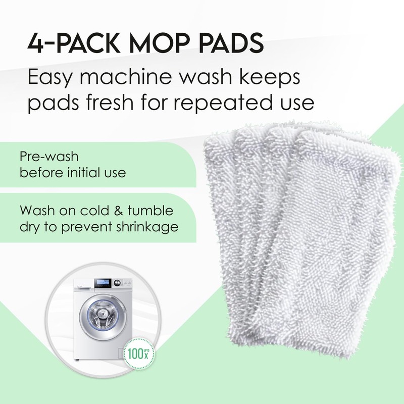 Turbo Microfiber 4-Pack Mop Pads for Shark Steam Mop SK
