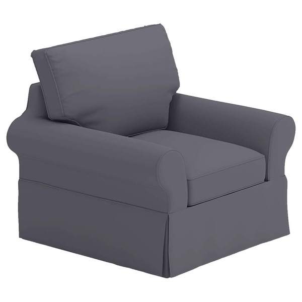 HomeTown Market Sofa Covers Custom Made for Pottery Barn PB Basic Armchair Slipcover (PB Basic Chair (Width: 39.5"), Polyest Flax Dark Gray)