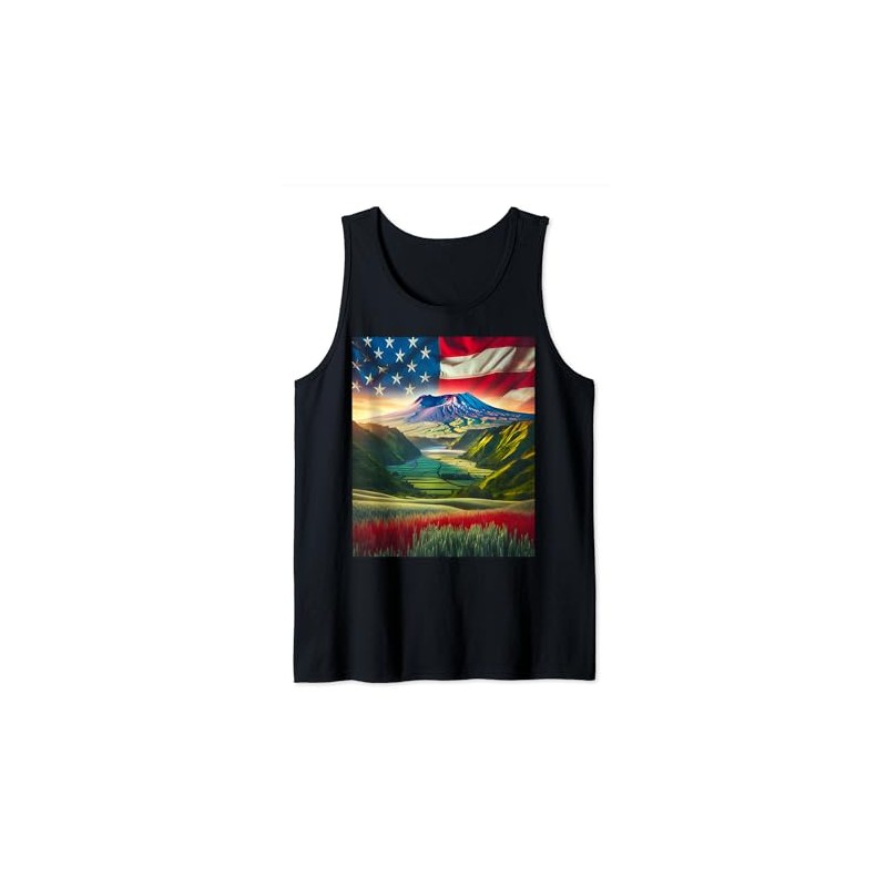 Mount St. Helens Flag Art Tank Top
