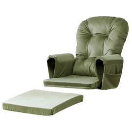 Lucky Monet 5Pcs Glider Rocker Replacement Cushions - Velvet Glider Cushions Replacement Set with Side Storage Pockets, Thick Glider Chair Cushions Washable & Non Slip, Cushion ONLY - Green