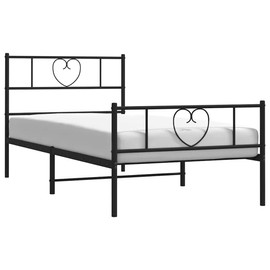 vidaXL Twin XL Metal Bed Frame with Headboard and Footboard, Under Bed Storage Space, Sturdy Steel Construction and Easy Assembly, Minimalist Style, Black, 12'' High, Without Mattress