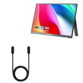 BoxWave Cable Compatible with NEOFYTE Portable Monitor T14S (14 in) - DirectSync PD Cable (3ft) - USB-C to USB-C (100W), Type C Braided 3ft Charge and Sync Cable - Jet Black