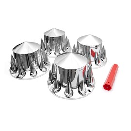 High Soar Lug Nut Covers,33 mm Chrome Lug Nut Covers for Semi Trucks Axle Cover Screw-on ABS Wheel Axle Nut Complete Waterproof(4 Rear) Spiked