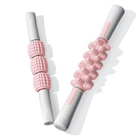 MIOKAN Set of 2 Manual Massage Stick Kit, Handheld Roller Trigger Point Massager Tools for Fascia, Cellulite, Muscle & Abdomen, Body Therapy Massager, Muscle Belly Leg Arm Relief Tool, Pink