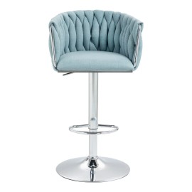 Set of 2 Adjustable Counter Height Bar Stools 360 Fabric Cover Swivel Bar Chairs with Woven Back & Footrest Silvercolor: as Pic Color