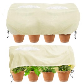 Bonviee 2 Packs Plant Covers Freeze Protection- Large Tree Covers Frost Protection Blankets for Plants, Reusable Shrub Jakets Covers for Winter, with Drawstring (43.3x17.7x15.7INCH /2 Pack)