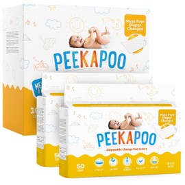 Peekapoo - Disposable Changing Pad Liners (100 Pack) Super Soft, Ultra Absorbent & Waterproof - Covers Any Surface for Mess Free Baby Diaper Changes