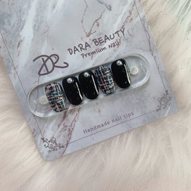 [Handmade nail tip] Real sweater tweed check nail / [수제네일팁] 리얼스웨터 트위드체크네일