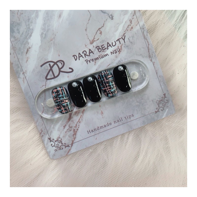 [Handmade nail tip] Real sweater tweed check nail / [수제네일팁]
