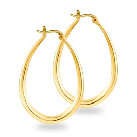 925 Sterling Silver Hoop Earrings for Women, 14K Gold Plated Teardrop Large Oval Hoop Earrings Hypoallergenic Jewelry Gifts