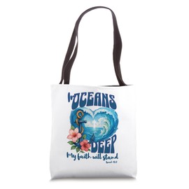 In Oceans Deep Christian Faith Isaiah 42:3 Bible Beach Wave Tote Bag