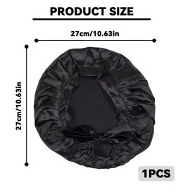 WJWINER Schlafhaube Seide, Seidenhaube Haare, Seidenhaube zum Schlafen, Schlafhaube Locken, Chlafmütze Damen, Seiden Bonnet, Seide Nachtmütze ist rutschfest und Verstellbar(Schwarz)
