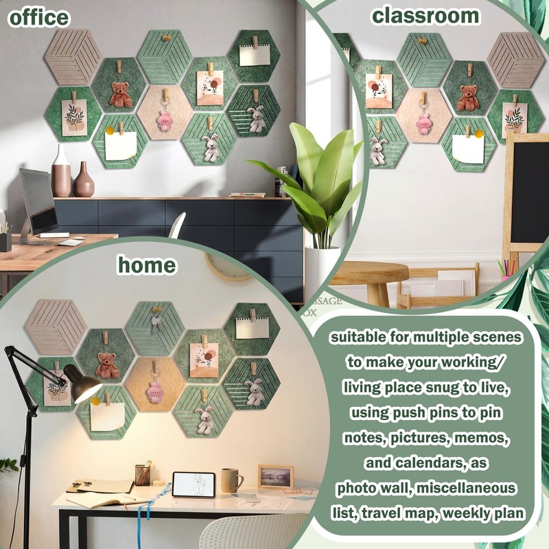 Zhehao Sage Green 15 Pack 12'' Large Hexagon Cork Bulletin