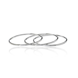 Verona Jewelers 3mm Sterling Silver Bracelet Round Tube Slip On Bangle Bracelet, 7.5 Inch