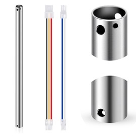 VIHOSE 24 Inch Ceiling Fan Downrod with Extension Cord 2 ft Silver Downrod for Ceiling Fan 1 Inch Outside Diameter Not Threaded Suitable for a Wide Range of Fans