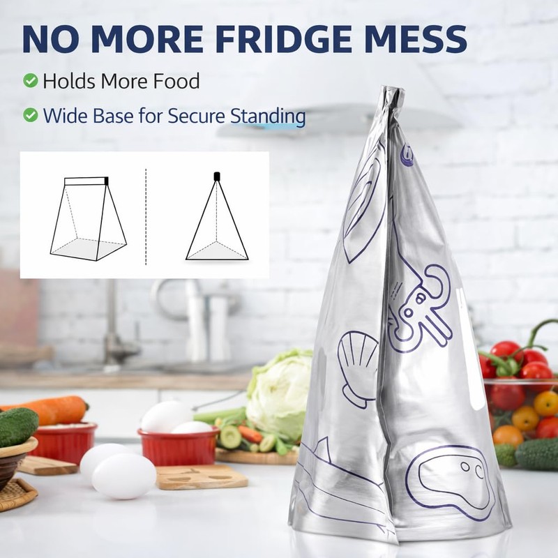 3 Size Reusable Aluminum Foil Food Storage Bags with Zipper