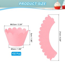 PATIKIL Cupcake Wrappers Paper, 50 Pack Baking Cups Standard Wave Decoration for Anniversary Birthday Weddings and Parties, Dark Pink