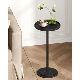 CHOEZON Small Round Side Table, Drink Table for Small Spaces, Pedestal Cocktail Table, Thickened Base, for Living Room, Bedroom, Office, Black TBZ30BB
