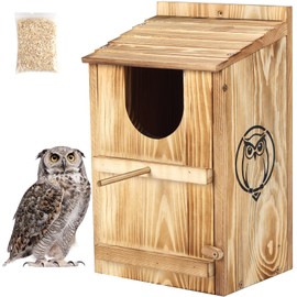 BFAZKXY Owl Houses for Outdoors, Barn & Screech & Barred Owl Nesting Boxes for Outside, Bird Houses for Outside 14.5×9×7.5 Inches