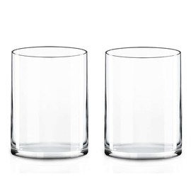 CYS Excel 2 PCS Clear Glass Cylinder Vase (D:6" H:8") | Multiple Size Choices Glass Flower Vase Centerpieces | Hurricane Floating Candle Holder Vase