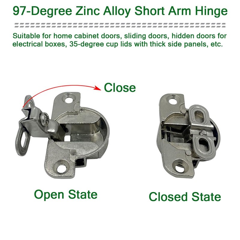 4 PCS Adjustable Cabinet Door Hinges,97 Degree Turning Axis Soft