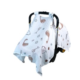100% Muslin Summer Baby Car Seat Cover, Universal Fit Infant Car Seat Canopy, Breathable & Lightweight Sun, Weather Protection for Boys & Girls