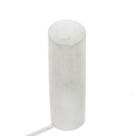 Selenite Lamp XL White Natural Crystal Light LED Cord Cylinder Tower Crystal Lamp - Handmade by mmCrystals™