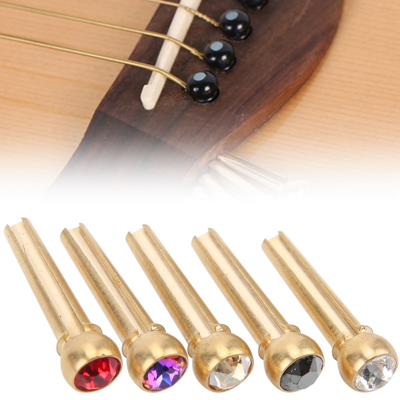 5Pcs Guitar Bridge Pin String Peg Brass Endpin Accessory Replacement