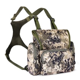 skiguard Bino Harness with Rangefinder Pouch & Rain Cover, Lightweight Binocular Harness Chest Pack (Mountain Camo)