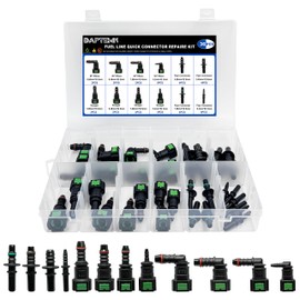 Daptemn 36 PCS Fuel Line Repair Kit, 8 Set Nylon Fuel Line Quick Connector Fittings Straight Elbow, Replace Automotive Fuel Line Adapter - SAE 9.89mm & 9.49mm & 7.89mm & 6.3mm