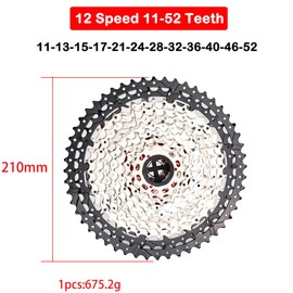 CYSKY 12 Speed Bike Cassette 11-50T, 11-52T Compatible with Shimano, Sram HG System Fit for Mountain Bike, Road Bicycle, MTB (12spd 11-52t)