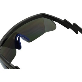 ShadyVEU Semi Rimless Neon Rainbow Mirrored Lens Sports Performance Sunglasses Black Half Frame ZigZag Arms Blue Nose Pads