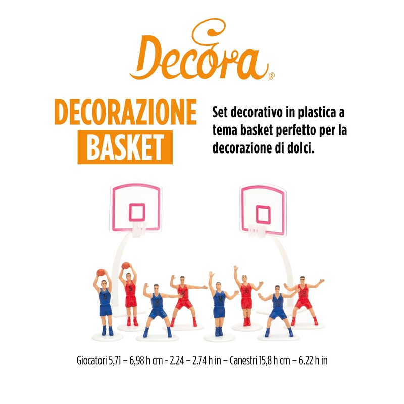 DECORA, 0816015 Set Decorativo per Dolci a Tema Basket, Contiene