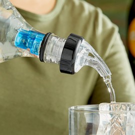 TrueCraftware- Set of 12 Measured 7/8 oz Liquor Pourer with Blue Tail & Black Collar Acrylonitrile- Cocktail Shot Dispenser Liquor Bottle Pourers Alcohol Liquor Pourers Bar Bartender Accessories