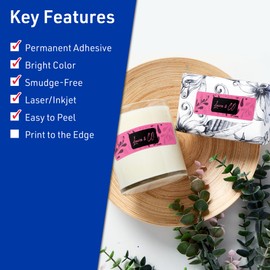 Avery Printable Rectangle Labels with Sure Feed Technology, 2/3" x 3-7/16", Bright Pink Labels, Laser/Inkjet, 1,200 Total, Great for Mailing Labels and Packaging Labels