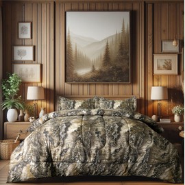 VISI-ONE Realtree Excape Camo Comforter Set King Size 3 Piece - Cozy Soft Lightweight Microfiber Bedding Machine Washable - Rustic Hunting Lodge Cabin RV Decor - Modern Farmhouse Outdoor Gift Set