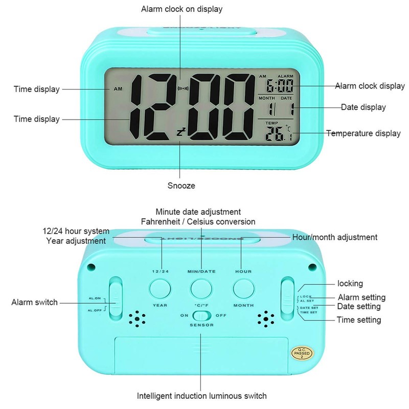 TXY LED Digital Alarm Clock Backlight Snooze Mute Calendar Desktop
