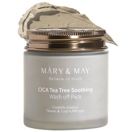 MaryMay Vegan Cica Tea Tree Soothing Wash Off Mask 125g, Blackhead Care, Clean Pores, Sebum Control, Sooth Sensitive Skin, Clay Mask, Korean Facial