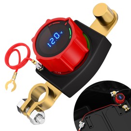 RVBOATPAT 300A Side Post Battery Disconnect Switch 12V Negative On/Off LED Voltage Display Car Battery Cut Off Switch for Auto Marine Truck Boat